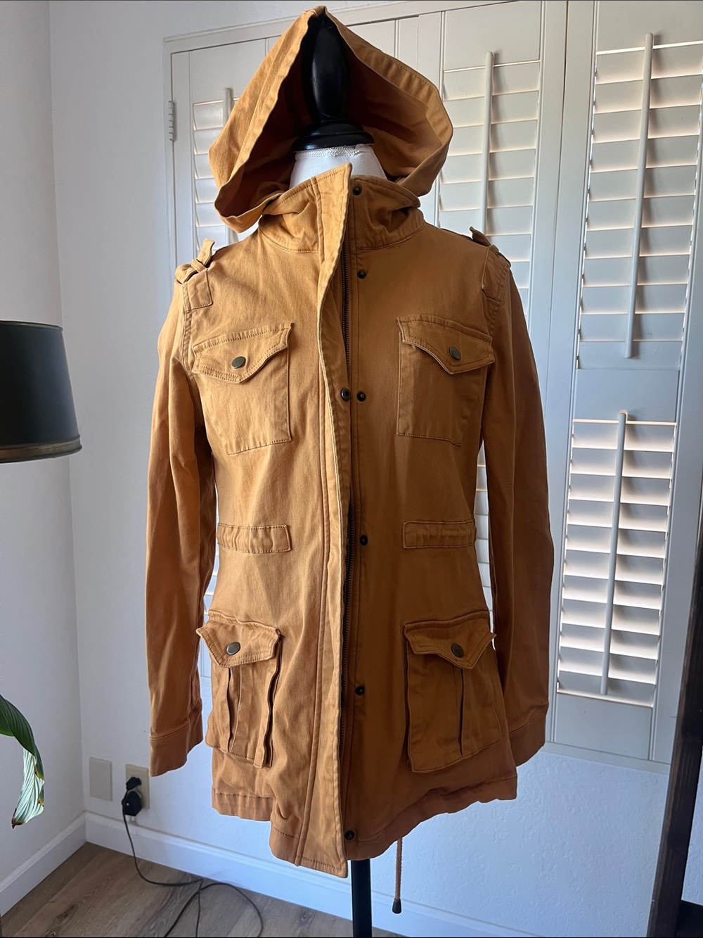 🧡💛 Market & Spruce Utility Jacket | Medium | Mustard Yellow | Removable Hood